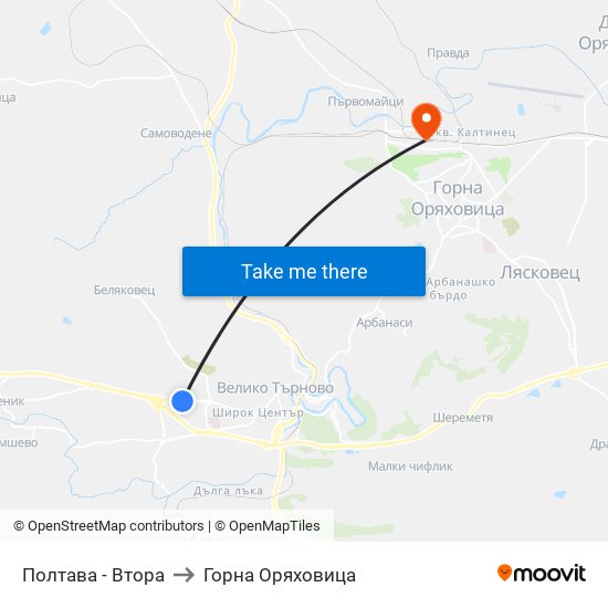 Полтава - Втора to Горна Оряховица map