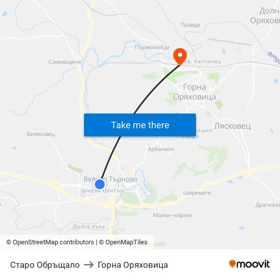 Старо Обръщало to Горна Оряховица map