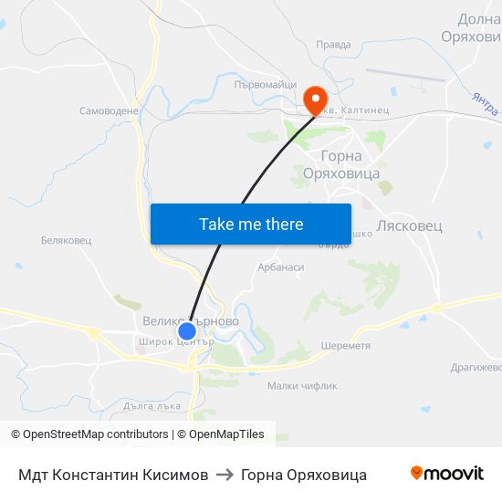 Мдт Константин Кисимов to Горна Оряховица map