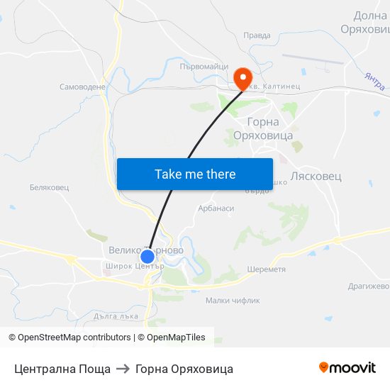 Централна Поща to Горна Оряховица map