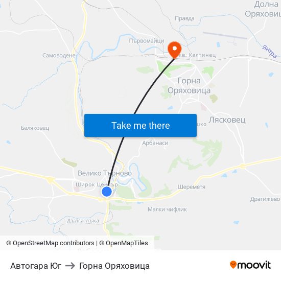 Автогара Юг to Горна Оряховица map