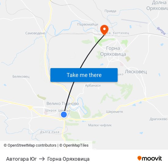 Автогара Юг / South Bus Station to Горна Оряховица map
