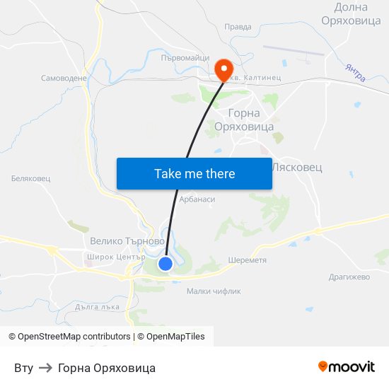 Вту to Горна Оряховица map