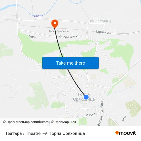 Театъра / Theatre to Горна Оряховица map