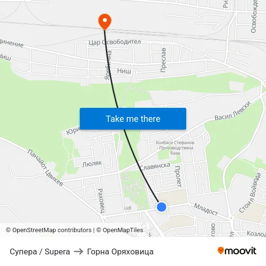 Супера / Supera to Горна Оряховица map