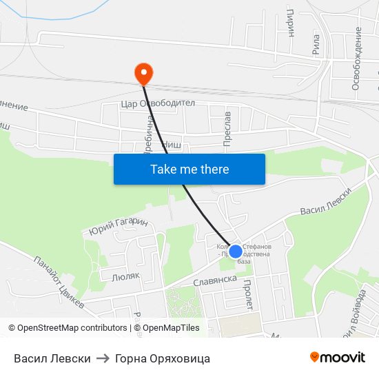 Васил Левски to Горна Оряховица map