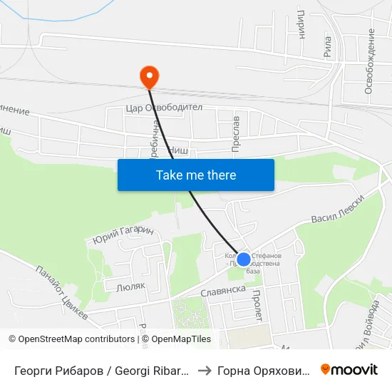 Георги Рибаров / Georgi Ribarov to Горна Оряховица map