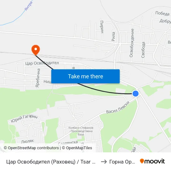 Цар Освободител (Раховец) / Tsar Osvoboditel (Rahovets) to Горна Оряховица map