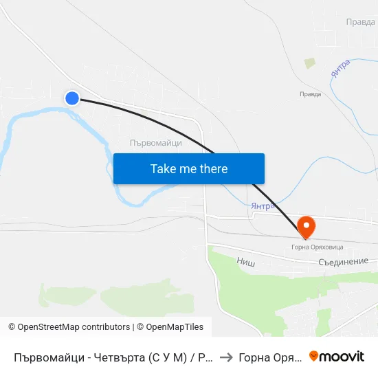 Първомайци - Четвърта (С У М) / Parvomaytsi - Fourth to Горна Оряховица map
