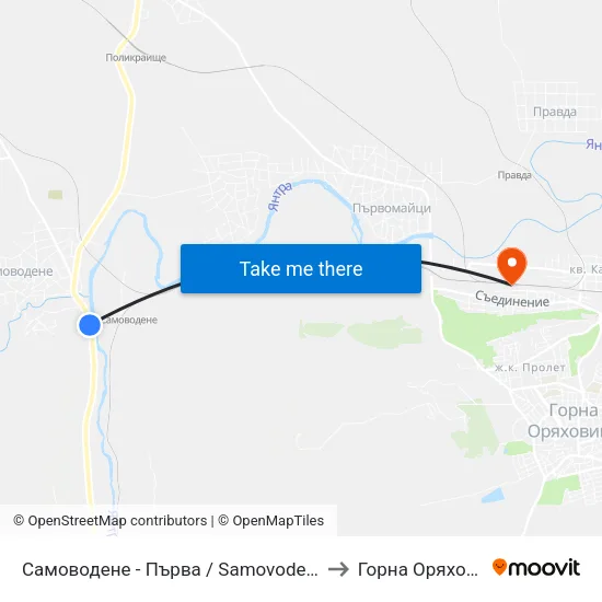 Самоводене - Първа / Samovodene - First to Горна Оряховица map