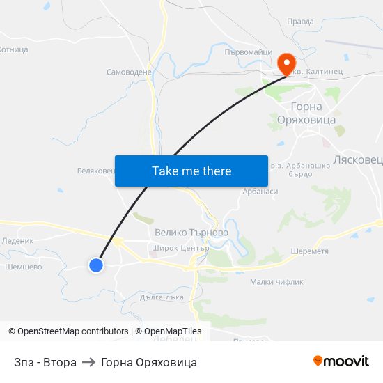 Западна Промишлена Зона - Втора / West Industrial Zone - Second to Горна Оряховица map