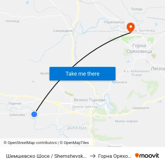 Шемшевско Шосе / Shemshevsko Shosse to Горна Оряховица map