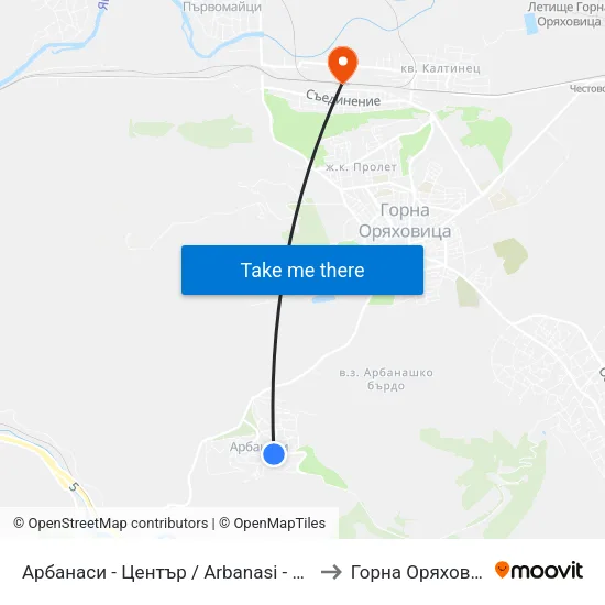 Арбанаси - Център / Arbanasi - Centre to Горна Оряховица map