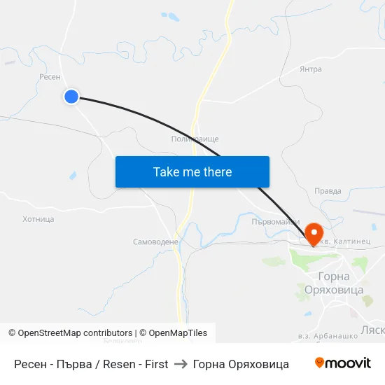 Ресен - Първа / Resen - First to Горна Оряховица map