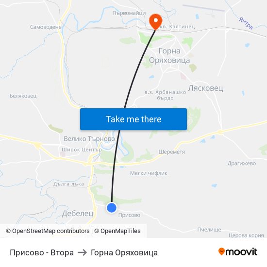 Присово - Втора / Prisovo - Second to Горна Оряховица map