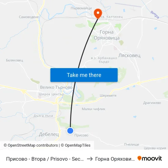 Присово - Втора / Prisovo - Second to Горна Оряховица map
