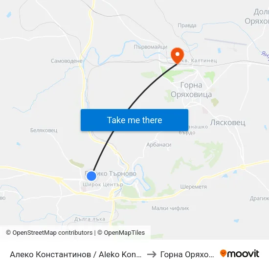 Алеко Константинов / Aleko Konstantinov to Горна Оряховица map