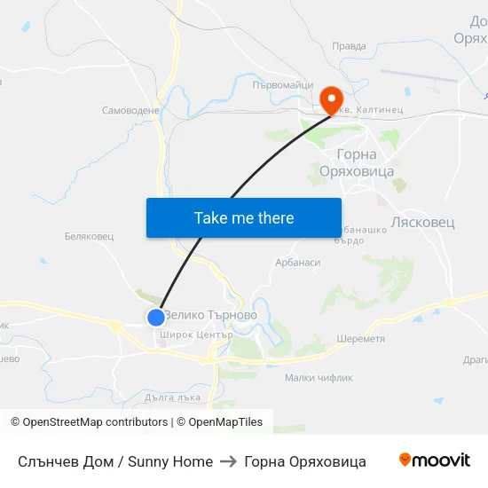 Слънчев Дом / Sunny Home to Горна Оряховица map