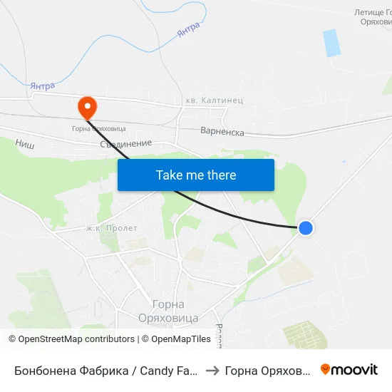 Бонбонена Фабрика / Candy Factory to Горна Оряховица map
