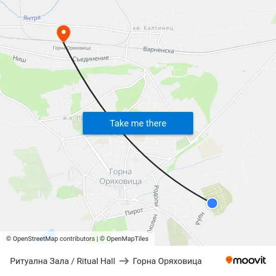 Ритуална Зала / Ritual Hall to Горна Оряховица map