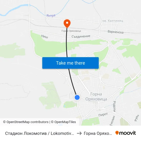 Стадион Локомотив / Lokomotiv Stadium to Горна Оряховица map