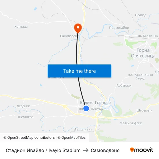 Стадион Ивайло / Ivaylo Stadium to Самоводене map