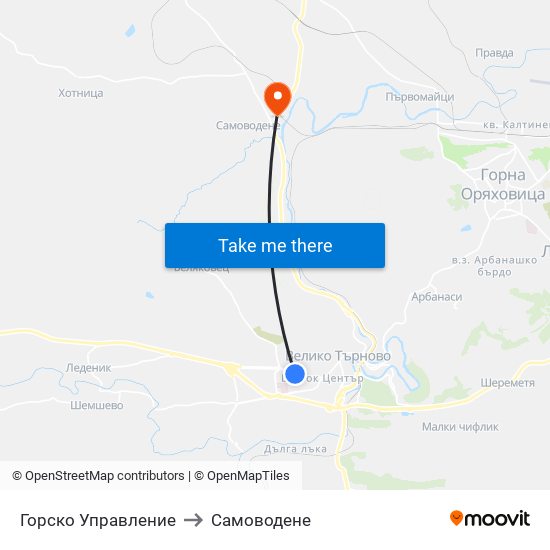 Горско Управление to Самоводене map