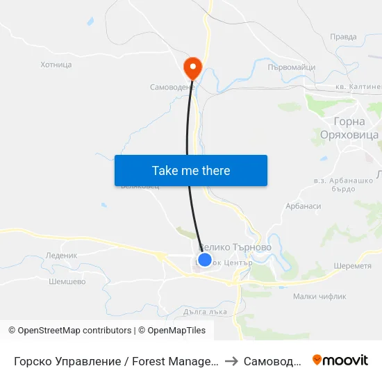 Горско Управление / Forest Management to Самоводене map