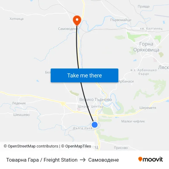 Товарна Гара / Freight Station to Самоводене map