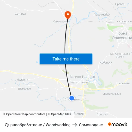 Дървообработване / Woodworking to Самоводене map