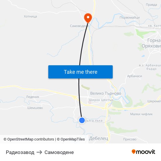 Радиозавод / Radio Plant to Самоводене map