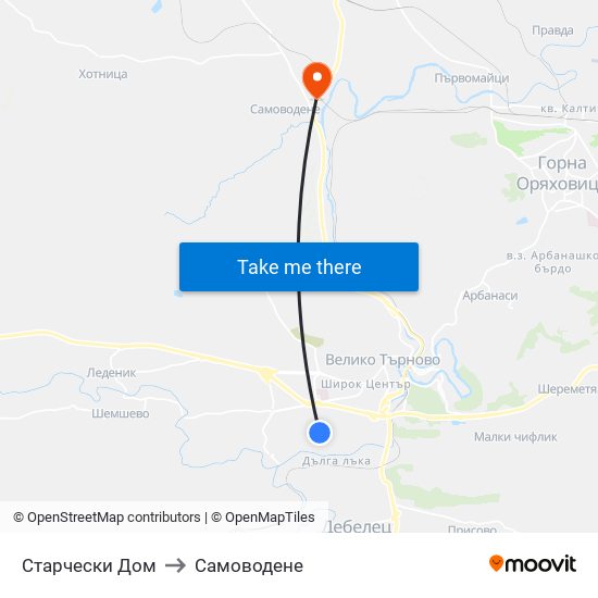 Старчески Дом to Самоводене map