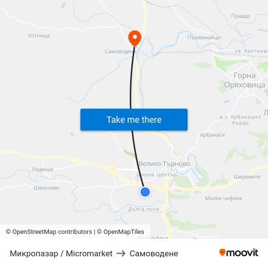 Микропазар to Самоводене map