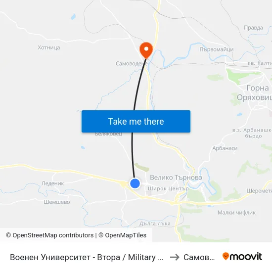 Военен Университет - Втора / Military University - Second to Самоводене map
