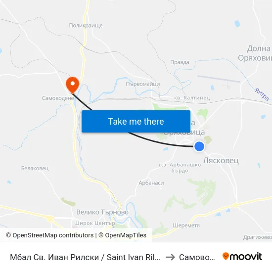 Мбал Св. Иван Рилски / Saint Ivan Rilski Hospital to Самоводене map