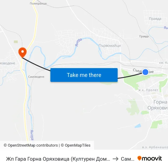 Жп Гара Горна Оряховица (Културен Дом) / Gorna Oryahovitsa Train Station (House Of Culture) to Самоводене map