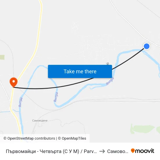 Първомайци - Четвърта (С У М) / Parvomaytsi - Fourth to Самоводене map