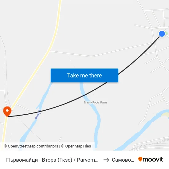 Първомайци - Втора (Ткзс) / Parvomaytsi - Second to Самоводене map