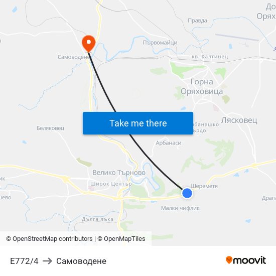 Е772/4 to Самоводене map