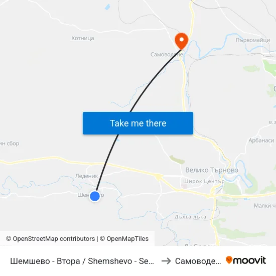 Шемшево - Втора / Shemshevo - Second to Самоводене map