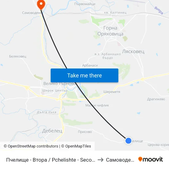 Пчелище - Втора / Pchelishte - Second to Самоводене map