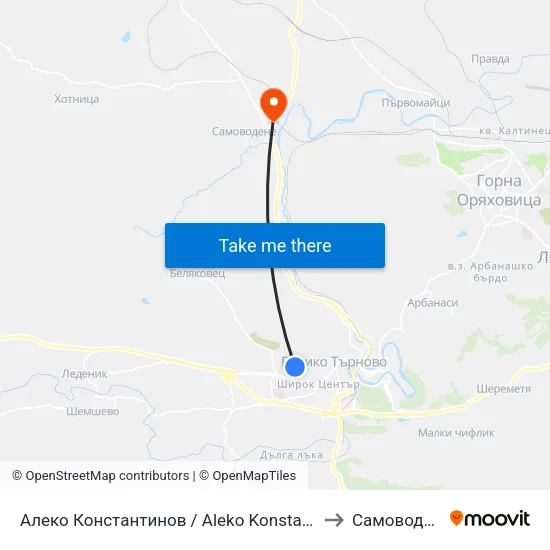 Алеко Константинов / Aleko Konstantinov to Самоводене map