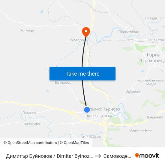 Димитър Буйнозов / Dimitar Byinozov to Самоводене map
