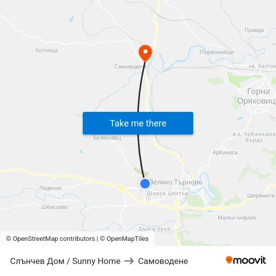 Слънчев Дом / Sunny Home to Самоводене map