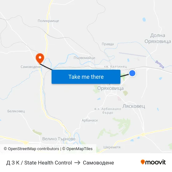 Д З К / State Health Control to Самоводене map