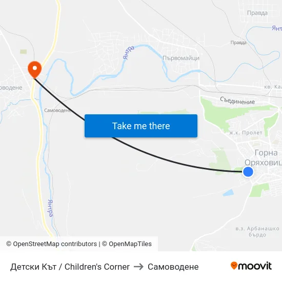 Детски Кът / Children's Corner to Самоводене map