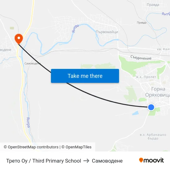 Трето Оу / Third Primary School to Самоводене map