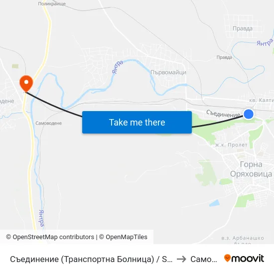 Съединение (Транспортна Болница) / Saedinenie (Transport Hospital) to Самоводене map