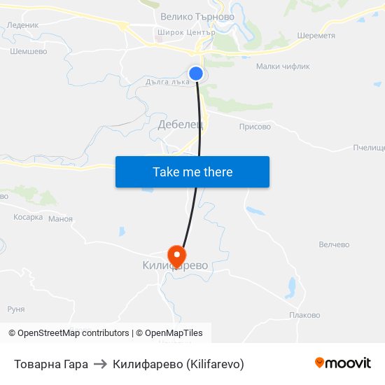 Товарна Гара to Килифарево (Kilifarevo) map