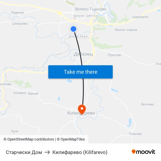 Старчески Дом to Килифарево (Kilifarevo) map